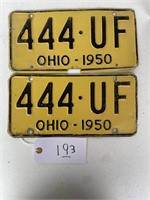 License Plate Set 1950 Ohio