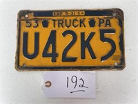 License Plate 1954 PA Truck