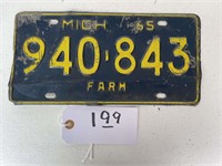 License Plate Michigan 65 Farm