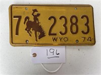 License Plate 1974 WYO