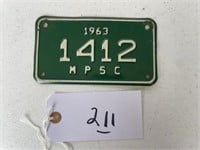 License Plate 1963 MPSC