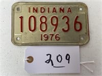 License Plate 1976 Indiana