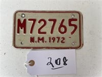 License Plate 1972 N.M.