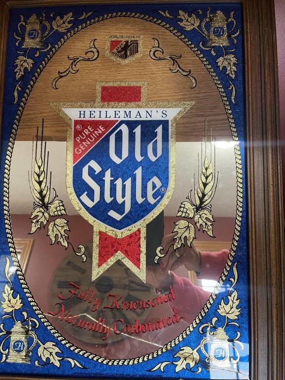 Mirrored Old Style Heilman's Beer -Cracked