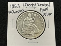 1853 Seated Liberty Half Dollar With Arrows