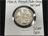1930-A French Indo-China 20 Cent Piece