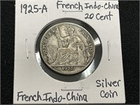1925-A French Indo-China 20 Cent Piece