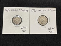 1895 & 1890 Mexico 5 & 10 Centavos
