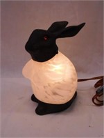 Iron rabbit lamp w/ glass shade, 8" tall