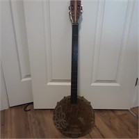 Resonator snakeskin banjo