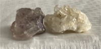 2 Small Stones / Crystals Purple and Clear