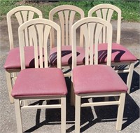 (5) Wooden Kitchen Chairs w/ Padded Seats