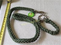 dog collar & leash set heavy duty braided NEW