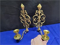 2 Brass Candle Wall Sconces