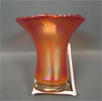 Imperial Red/Amberina Squatty Smooth Panels Vase
