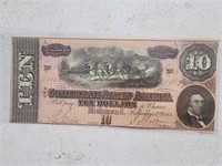 $10  Confederate bank note 1864
