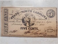 5 cent state of North Carolina Raleigh 1863