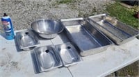 Stainless steel steam table trays & bowl.
