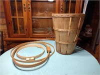 Wood Basket & Embroidery Hoops
