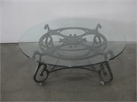 49"x 20"  Glass & Cast Iron Coffee Table