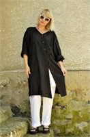 Black Button-Up Tunic Top. Sixe: XXL. See