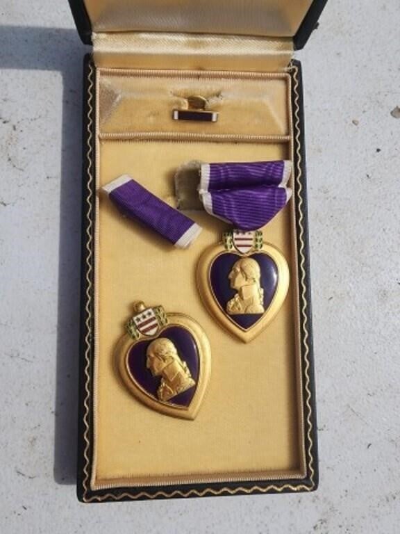 Two military purple hearts