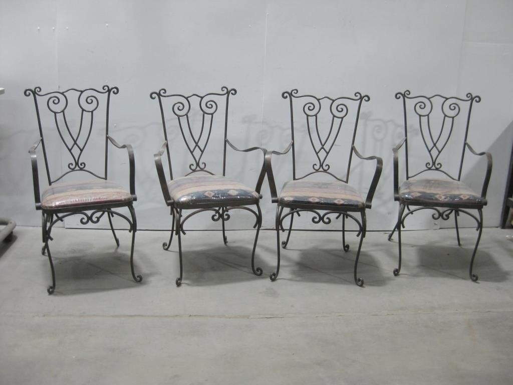 Four 20"x 17"x 3' Iron Patio Chairs See Info