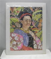 33"x 27" Signed Frida Kahlo Painting