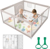 $130 Baby Playpen with Mat, 47x47inch Playpen