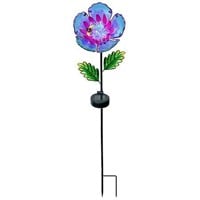 Festive Voice Glass Flower Solar Stake, Purple - 1