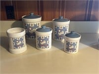 Vintage Country Chicken Canister Set with Crock