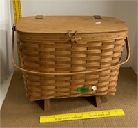 Longaberger Footed Basket, Lid & Handle
