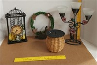 Candle Holders, Clock & Wreath