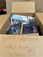 Large box of new & used small appliances