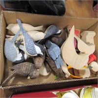 BOX OF HAND CARVED BIRDS