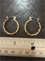 14K Gold Hoop Earrings With Wire Wrap