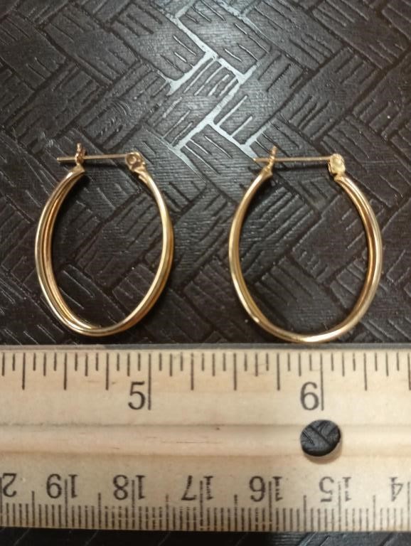 14K Gold Double Oval Hoop Earrings