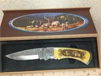 Fancy Collectors Knife In Wooden Case
