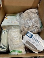 Large box of new linens & homegoods