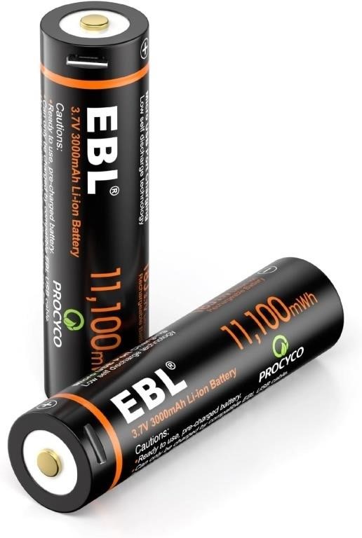 EBL 2 Pack 18J Li-ion Batteries, 3.7V USB