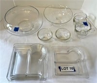 Glass Serving Bowls, Tea Cups, & Snack Trays
