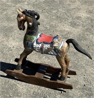 SOLID MOHANGY INTERESTING CAROUSEL ROCKING HORSE