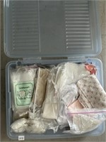 NICE LOT OF SEWING MATERIALS WITH TUBS