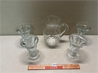 NICE LOT JUICE PITCHER WITH DRINKING GLASSES