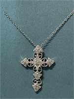 NICE STERLING SILVER CROSS AND CHAIN