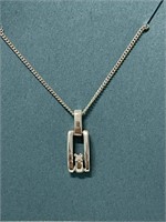 STERLING SILVER DIAMOND PENDANT AND CHAIN