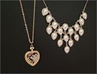 6 Pearl and Heart Pendent Necklaces