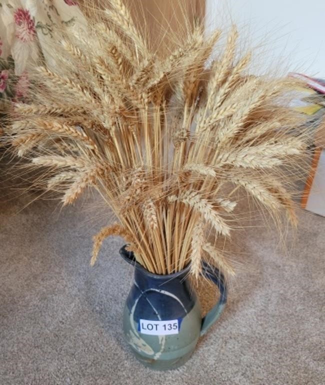 "Margo Pottery" Pitcher & Decorative Wheat