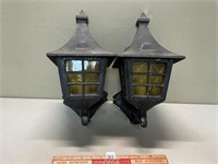 AMBER COLORED GLASS CANDLE WALL SCONCES