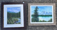 TWO NICE FRAMED SIGNED PAINTINGS 20 X 33 INCHES